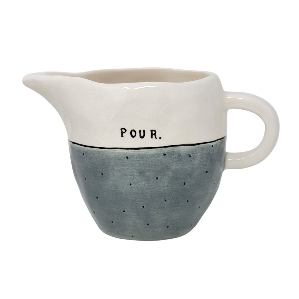 Rae Dunn Vintage POUR Creamer Pitcher Rare Pre Magenta Blue Bumpy Dot‎ Base